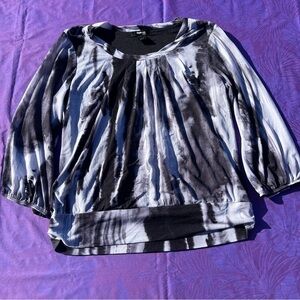 Style & Co. Black and White Tie-Dye Blouse